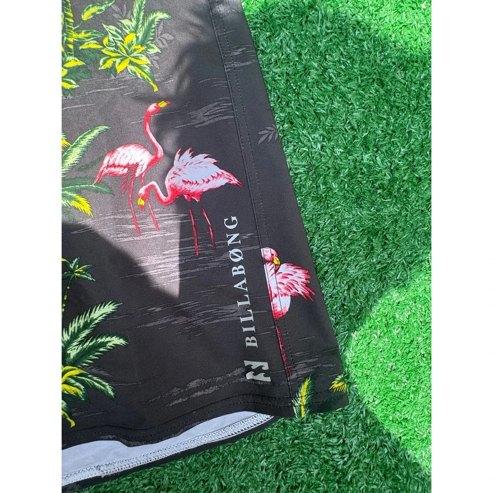 Billabong Platinum X Mens‎ Board Shorts Black Flamingo Tropical Print Size 36